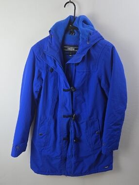 Lands' End Women's Squall Duffle Toggle Royal Blue Parka Hooded Coat Sz M
